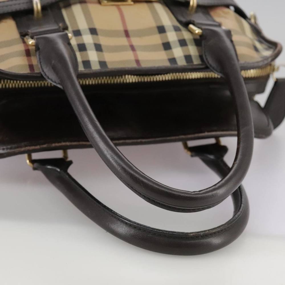 BURBERRY Nova Check Hand Bag PVC Leather 2way Beige Auth 105764 - Picture 7 of 16